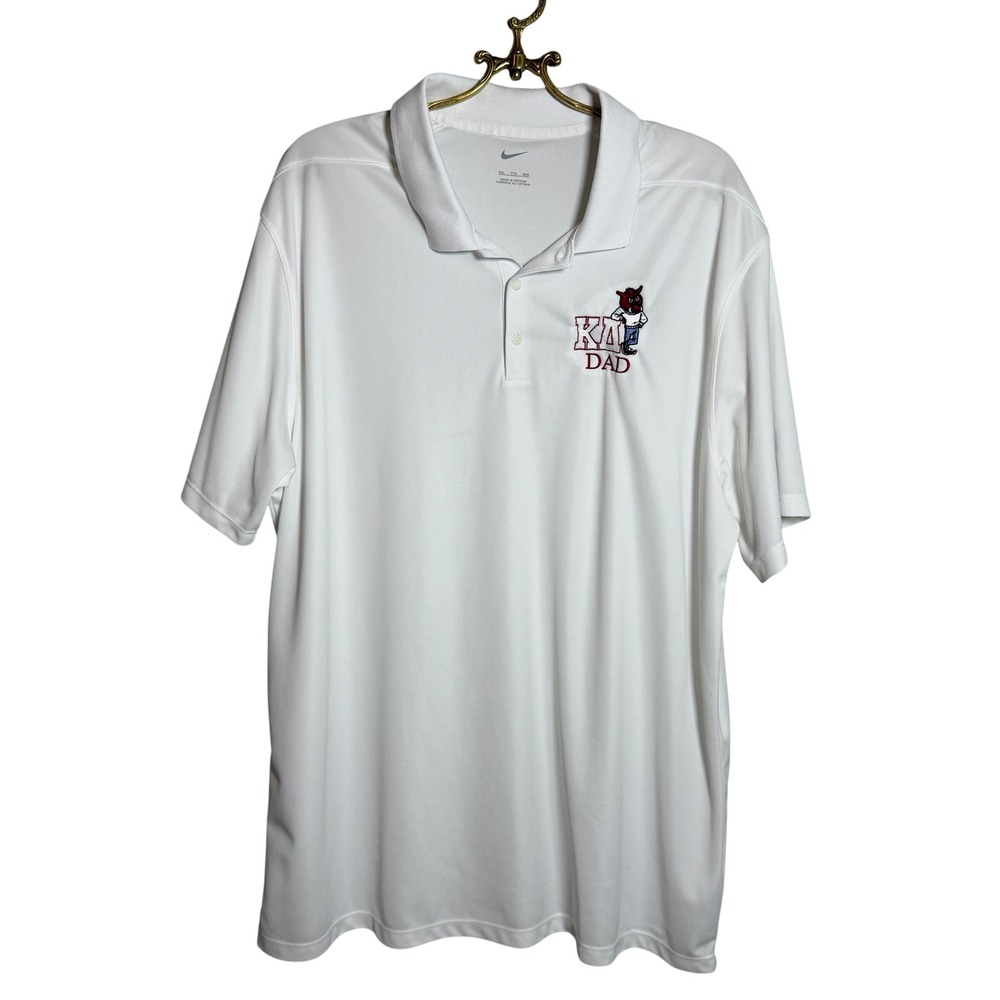 Nike Mens White Kappa Dad Embroidered Polo Shirt XXL Arkansas Razorback